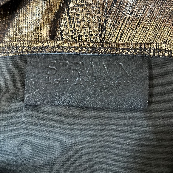 SPRWMN Lamb Leather Bronze Metallic Jumpsuit - Picture 11 of 12